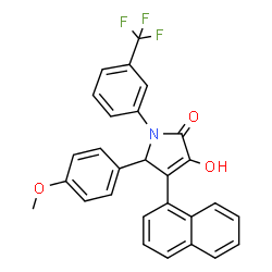 ChemSpider 2D Image | 3-Hydroxy-5-(4-methoxyphenyl)-4-(1-naphthyl)-1-[3-(trifluoromethyl)phenyl]-1,5-dihydro-2H-pyrrol-2-one | C28H20F3NO3