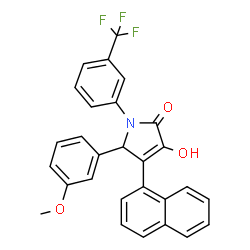 ChemSpider 2D Image | 3-Hydroxy-5-(3-methoxyphenyl)-4-(1-naphthyl)-1-[3-(trifluoromethyl)phenyl]-1,5-dihydro-2H-pyrrol-2-one | C28H20F3NO3
