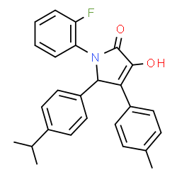 ChemSpider 2D Image | 1-(2-Fluorophenyl)-3-hydroxy-5-(4-isopropylphenyl)-4-(4-methylphenyl)-1,5-dihydro-2H-pyrrol-2-one | C26H24FNO2