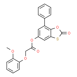 ChemSpider 2D Image | 2-Oxo-7-phenyl-1,3-benzoxathiol-5-yl (2-methoxyphenoxy)acetate | C22H16O6S