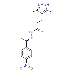 ChemSpider 2D Image | 3-(3,5-Dimethyl-1H-pyrazol-4-yl)-N'-[1-(4-nitrophenyl)ethylidene]propanehydrazide | C16H19N5O3