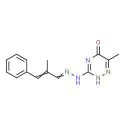 ChemSpider 2D Image | 6-Methyl-3-[2-(2-methyl-3-phenyl-2-propen-1-ylidene)hydrazino]-1,2,4-triazin-5(2H)-one | C14H15N5O