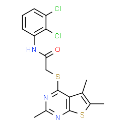 ChemSpider 2D Image | N-(2,3-Dichlorophenyl)-2-[(2,5,6-trimethylthieno[2,3-d]pyrimidin-4-yl)sulfanyl]acetamide | C17H15Cl2N3OS2