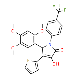 ChemSpider 2D Image | 3-Hydroxy-4-(2-thienyl)-1-[4-(trifluoromethyl)phenyl]-5-(2,4,5-trimethoxyphenyl)-1,5-dihydro-2H-pyrrol-2-one | C24H20F3NO5S