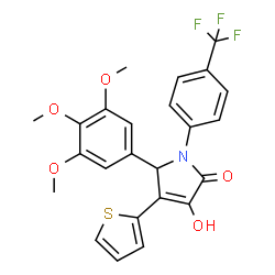 ChemSpider 2D Image | 3-Hydroxy-4-(2-thienyl)-1-[4-(trifluoromethyl)phenyl]-5-(3,4,5-trimethoxyphenyl)-1,5-dihydro-2H-pyrrol-2-one | C24H20F3NO5S