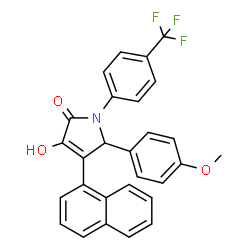 ChemSpider 2D Image | 3-Hydroxy-5-(4-methoxyphenyl)-4-(1-naphthyl)-1-[4-(trifluoromethyl)phenyl]-1,5-dihydro-2H-pyrrol-2-one | C28H20F3NO3