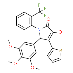 ChemSpider 2D Image | 3-Hydroxy-4-(2-thienyl)-1-[2-(trifluoromethyl)phenyl]-5-(3,4,5-trimethoxyphenyl)-1,5-dihydro-2H-pyrrol-2-one | C24H20F3NO5S