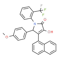 ChemSpider 2D Image | 3-Hydroxy-5-(4-methoxyphenyl)-4-(1-naphthyl)-1-[2-(trifluoromethyl)phenyl]-1,5-dihydro-2H-pyrrol-2-one | C28H20F3NO3