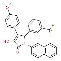 ChemSpider 2D Image | 3-Hydroxy-4-(4-methoxyphenyl)-1-(2-naphthyl)-5-[3-(trifluoromethyl)phenyl]-1,5-dihydro-2H-pyrrol-2-one | C28H20F3NO3