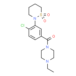 ChemSpider 2D Image | [4-Chloro-3-(1,1-dioxido-1,2-thiazinan-2-yl)phenyl](4-ethyl-1-piperazinyl)methanone | C17H24ClN3O3S