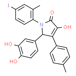 ChemSpider 2D Image | 5-(3,4-Dihydroxyphenyl)-3-hydroxy-1-(4-iodo-2-methylphenyl)-4-(4-methylphenyl)-1,5-dihydro-2H-pyrrol-2-one | C24H20INO4