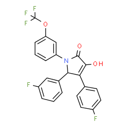 ChemSpider 2D Image | 5-(3-Fluorophenyl)-4-(4-fluorophenyl)-3-hydroxy-1-[3-(trifluoromethoxy)phenyl]-1,5-dihydro-2H-pyrrol-2-one | C23H14F5NO3