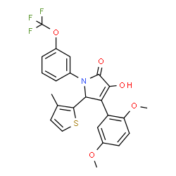 ChemSpider 2D Image | 4-(2,5-Dimethoxyphenyl)-3-hydroxy-5-(3-methyl-2-thienyl)-1-[3-(trifluoromethoxy)phenyl]-1,5-dihydro-2H-pyrrol-2-one | C24H20F3NO5S