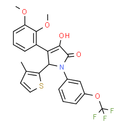 ChemSpider 2D Image | 4-(2,3-Dimethoxyphenyl)-3-hydroxy-5-(3-methyl-2-thienyl)-1-[3-(trifluoromethoxy)phenyl]-1,5-dihydro-2H-pyrrol-2-one | C24H20F3NO5S