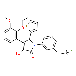 ChemSpider 2D Image | 4-(2-Ethoxy-3-methoxyphenyl)-3-hydroxy-5-(2-thienyl)-1-[3-(trifluoromethoxy)phenyl]-1,5-dihydro-2H-pyrrol-2-one | C24H20F3NO5S