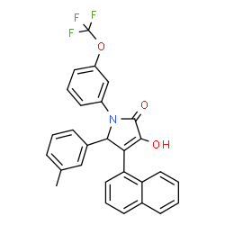 ChemSpider 2D Image | 3-Hydroxy-5-(3-methylphenyl)-4-(1-naphthyl)-1-[3-(trifluoromethoxy)phenyl]-1,5-dihydro-2H-pyrrol-2-one | C28H20F3NO3