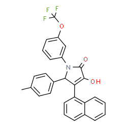 ChemSpider 2D Image | 3-Hydroxy-5-(4-methylphenyl)-4-(1-naphthyl)-1-[3-(trifluoromethoxy)phenyl]-1,5-dihydro-2H-pyrrol-2-one | C28H20F3NO3