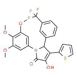 ChemSpider 2D Image | 3-Hydroxy-4-(2-thienyl)-5-[3-(trifluoromethyl)phenyl]-1-(3,4,5-trimethoxyphenyl)-1,5-dihydro-2H-pyrrol-2-one | C24H20F3NO5S