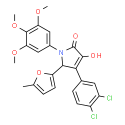 ChemSpider 2D Image | 4-(3,4-Dichlorophenyl)-3-hydroxy-5-(5-methyl-2-furyl)-1-(3,4,5-trimethoxyphenyl)-1,5-dihydro-2H-pyrrol-2-one | C24H21Cl2NO6