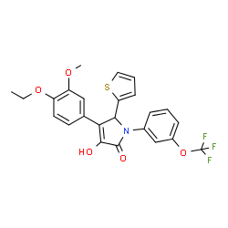 ChemSpider 2D Image | 4-(4-Ethoxy-3-methoxyphenyl)-3-hydroxy-5-(2-thienyl)-1-[3-(trifluoromethoxy)phenyl]-1,5-dihydro-2H-pyrrol-2-one | C24H20F3NO5S