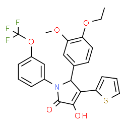 ChemSpider 2D Image | 5-(4-Ethoxy-3-methoxyphenyl)-3-hydroxy-4-(2-thienyl)-1-[3-(trifluoromethoxy)phenyl]-1,5-dihydro-2H-pyrrol-2-one | C24H20F3NO5S