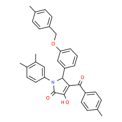 ChemSpider 2D Image | 1-(3,4-Dimethylphenyl)-3-hydroxy-4-(4-methylbenzoyl)-5-{3-[(4-methylbenzyl)oxy]phenyl}-1,5-dihydro-2H-pyrrol-2-one | C34H31NO4