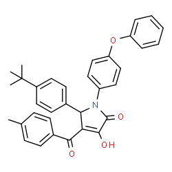 ChemSpider 2D Image | 3-Hydroxy-4-(4-methylbenzoyl)-5-[4-(2-methyl-2-propanyl)phenyl]-1-(4-phenoxyphenyl)-1,5-dihydro-2H-pyrrol-2-one | C34H31NO4