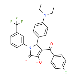 ChemSpider 2D Image | 4-(4-Chlorobenzoyl)-5-[4-(diethylamino)phenyl]-3-hydroxy-1-[3-(trifluoromethyl)phenyl]-1,5-dihydro-2H-pyrrol-2-one | C28H24ClF3N2O3