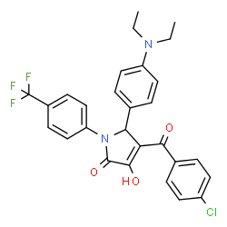 ChemSpider 2D Image | 4-(4-Chlorobenzoyl)-5-[4-(diethylamino)phenyl]-3-hydroxy-1-[4-(trifluoromethyl)phenyl]-1,5-dihydro-2H-pyrrol-2-one | C28H24ClF3N2O3