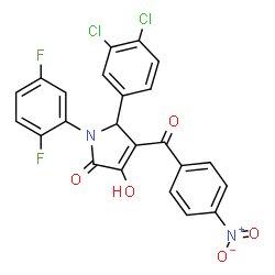 ChemSpider 2D Image | 5-(3,4-Dichlorophenyl)-1-(2,5-difluorophenyl)-3-hydroxy-4-(4-nitrobenzoyl)-1,5-dihydro-2H-pyrrol-2-one | C23H12Cl2F2N2O5