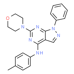 ChemSpider 2D Image | N-(4-Methylphenyl)-6-(4-morpholinyl)-1-phenyl-1H-pyrazolo[3,4-d]pyrimidin-4-amine | C22H22N6O
