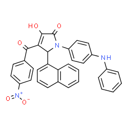 ChemSpider 2D Image | 1-(4-Anilinophenyl)-3-hydroxy-5-(1-naphthyl)-4-(4-nitrobenzoyl)-1,5-dihydro-2H-pyrrol-2-one | C33H23N3O5