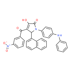 ChemSpider 2D Image | 1-(4-Anilinophenyl)-3-hydroxy-5-(1-naphthyl)-4-(3-nitrobenzoyl)-1,5-dihydro-2H-pyrrol-2-one | C33H23N3O5