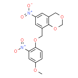 ChemSpider 2D Image | 8-[(4-Methoxy-2-nitrophenoxy)methyl]-6-nitro-4H-1,3-benzodioxine | C16H14N2O8