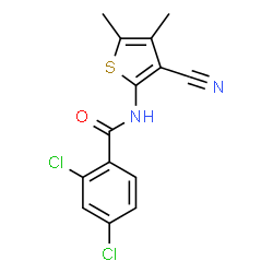 ChemSpider 2D Image | 2,4-Dichloro-N-(3-cyano-4,5-dimethyl-2-thienyl)benzamide | C14H10Cl2N2OS