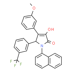 ChemSpider 2D Image | 3-Hydroxy-4-(3-methoxyphenyl)-1-(1-naphthyl)-5-[3-(trifluoromethyl)phenyl]-1,5-dihydro-2H-pyrrol-2-one | C28H20F3NO3