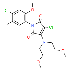 ChemSpider 2D Image | 3-[Bis(2-methoxyethyl)amino]-4-chloro-1-(4-chloro-2-methoxy-5-methylphenyl)-1H-pyrrole-2,5-dione | C18H22Cl2N2O5