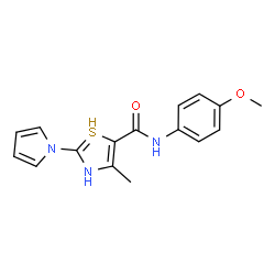 ChemSpider 2D Image | N-(4-methoxyphenyl)-4-methyl-2-pyrrol-1-yl-3H-thiazole-5-carboxamide | C16H16N3O2S