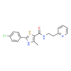 ChemSpider 2D Image | 2-(4-chlorophenyl)-4-methyl-N-[2-(2-pyridyl)ethyl]-3H-thiazole-5-carboxamide | C18H17ClN3OS