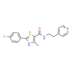 ChemSpider 2D Image | 2-(4-chlorophenyl)-4-methyl-N-[2-(4-pyridyl)ethyl]-3H-thiazole-5-carboxamide | C18H17ClN3OS