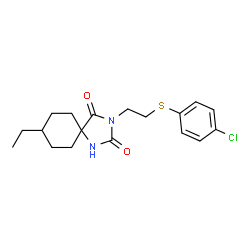ChemSpider 2D Image | 3-{2-[(4-Chlorophenyl)sulfanyl]ethyl}-8-ethyl-1,3-diazaspiro[4.5]decane-2,4-dione | C18H23ClN2O2S