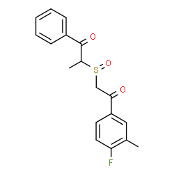 ChemSpider 2D Image | 2-{[2-(4-Fluoro-3-methylphenyl)-2-oxoethyl]sulfinyl}-1-phenyl-1-propanone | C18H17FO3S