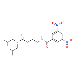 ChemSpider 2D Image | N-[4-(2,6-Dimethyl-4-morpholinyl)-4-oxobutyl]-3,5-dinitrobenzamide | C17H22N4O7