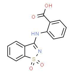 ChemSpider 2D Image | 2-[(1,1-Dioxido-1,2-benzothiazol-3-yl)amino]benzoic acid | C14H10N2O4S