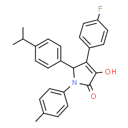 ChemSpider 2D Image | 4-(4-Fluorophenyl)-3-hydroxy-5-(4-isopropylphenyl)-1-(4-methylphenyl)-1,5-dihydro-2H-pyrrol-2-one | C26H24FNO2
