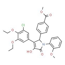 ChemSpider 2D Image | Methyl 4-[3-(3-chloro-4,5-diethoxyphenyl)-4-hydroxy-1-(2-methoxyphenyl)-5-oxo-2,5-dihydro-1H-pyrrol-2-yl]benzoate | C29H28ClNO7
