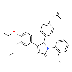 ChemSpider 2D Image | 4-[3-(3-Chloro-4,5-diethoxyphenyl)-4-hydroxy-1-(2-methoxyphenyl)-5-oxo-2,5-dihydro-1H-pyrrol-2-yl]phenyl acetate | C29H28ClNO7