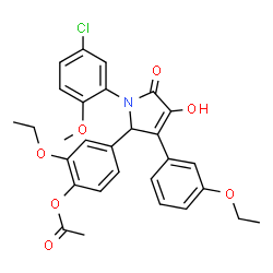 ChemSpider 2D Image | 4-[1-(5-Chloro-2-methoxyphenyl)-3-(3-ethoxyphenyl)-4-hydroxy-5-oxo-2,5-dihydro-1H-pyrrol-2-yl]-2-ethoxyphenyl acetate | C29H28ClNO7
