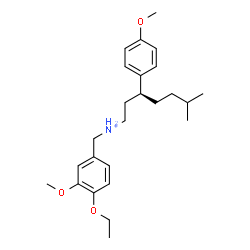 ChemSpider 2D Image | (3R)-N-(4-Ethoxy-3-methoxybenzyl)-3-(4-methoxyphenyl)-6-methyl-1-heptanaminium | C25H38NO3