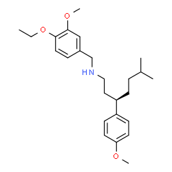 ChemSpider 2D Image | (3R)-N-(4-Ethoxy-3-methoxybenzyl)-3-(4-methoxyphenyl)-6-methyl-1-heptanamine | C25H37NO3